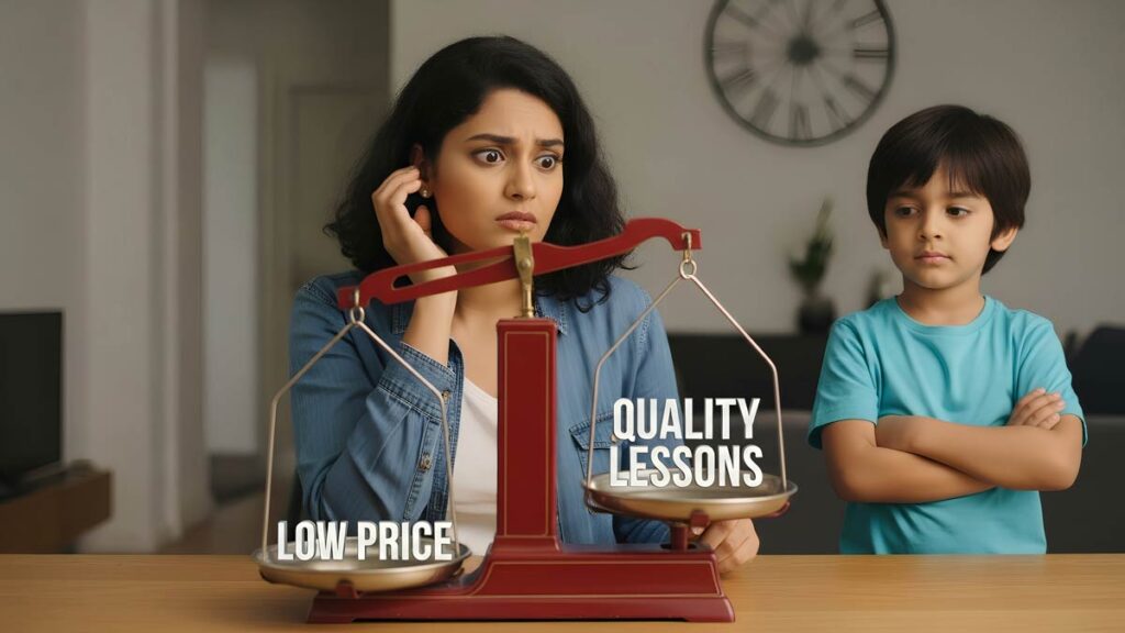 Smart decision framework for evaluating online Carnatic music lessons investment.