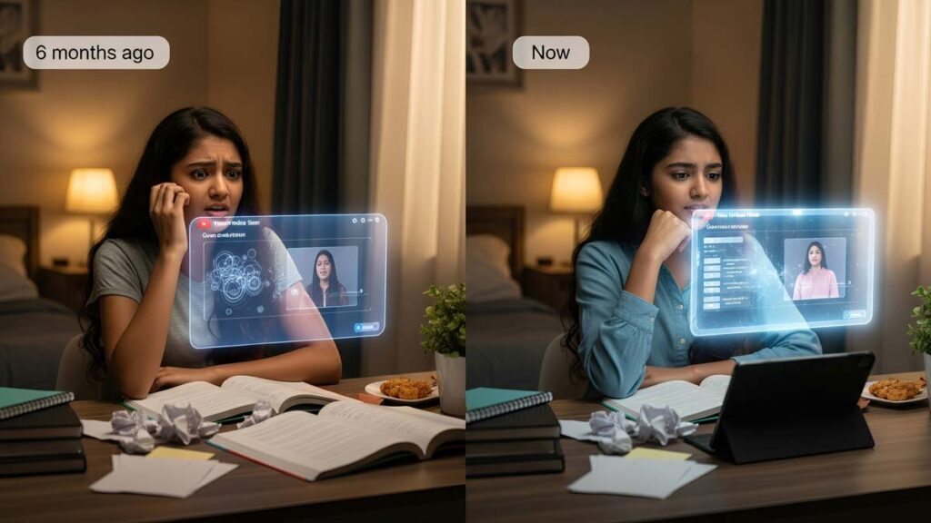 Comparison showing progress and limitations in self-learning Carnatic music over time