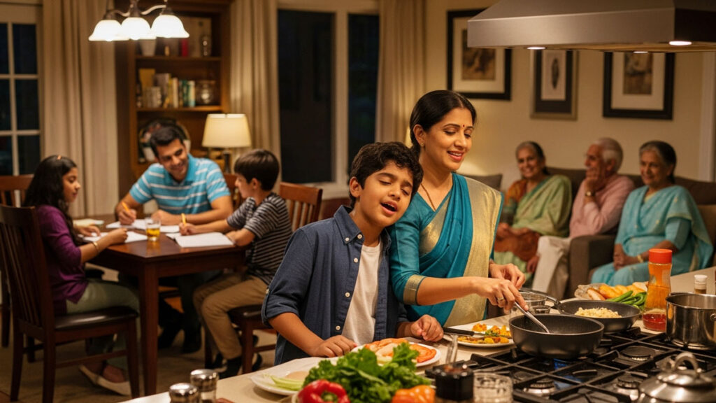 Supportive Indian-American family environment that accelerates Carnatic music learning progress.