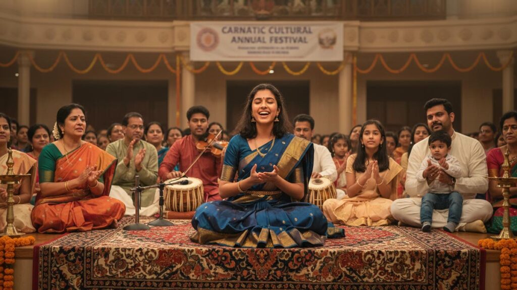 Successful teenage Indian-American Carnatic musician inspiring other families with her accomplished performance.